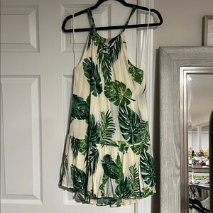Vici Cream and Green Leaf Dress